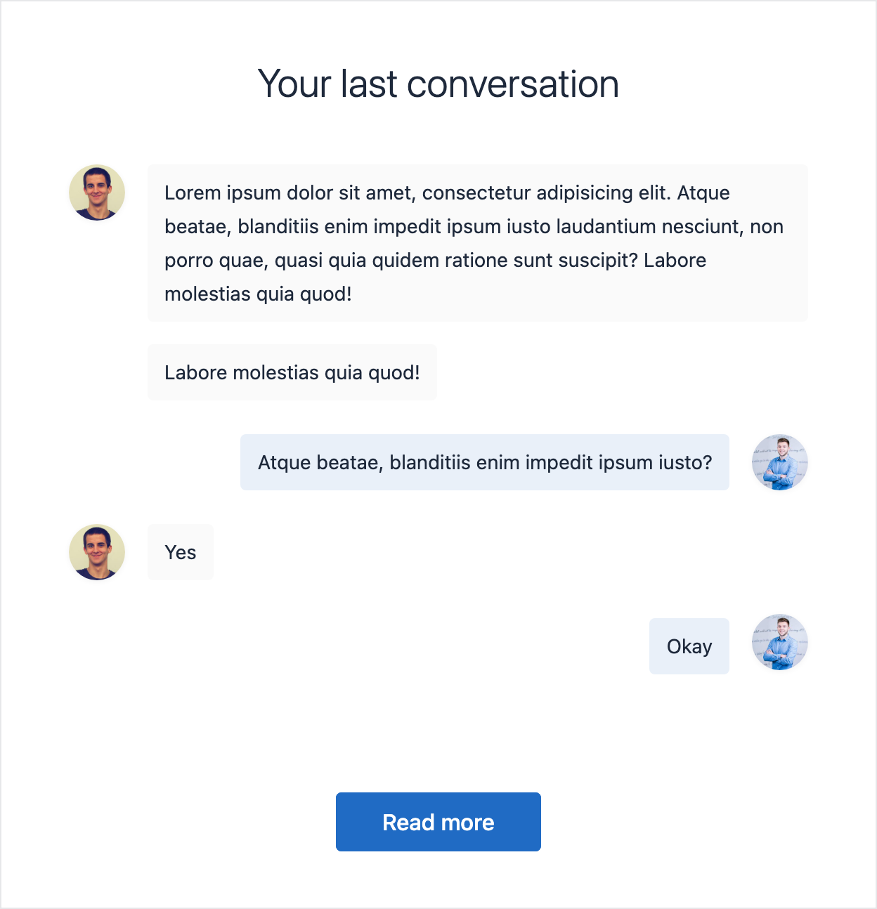 Email template with the last conversation