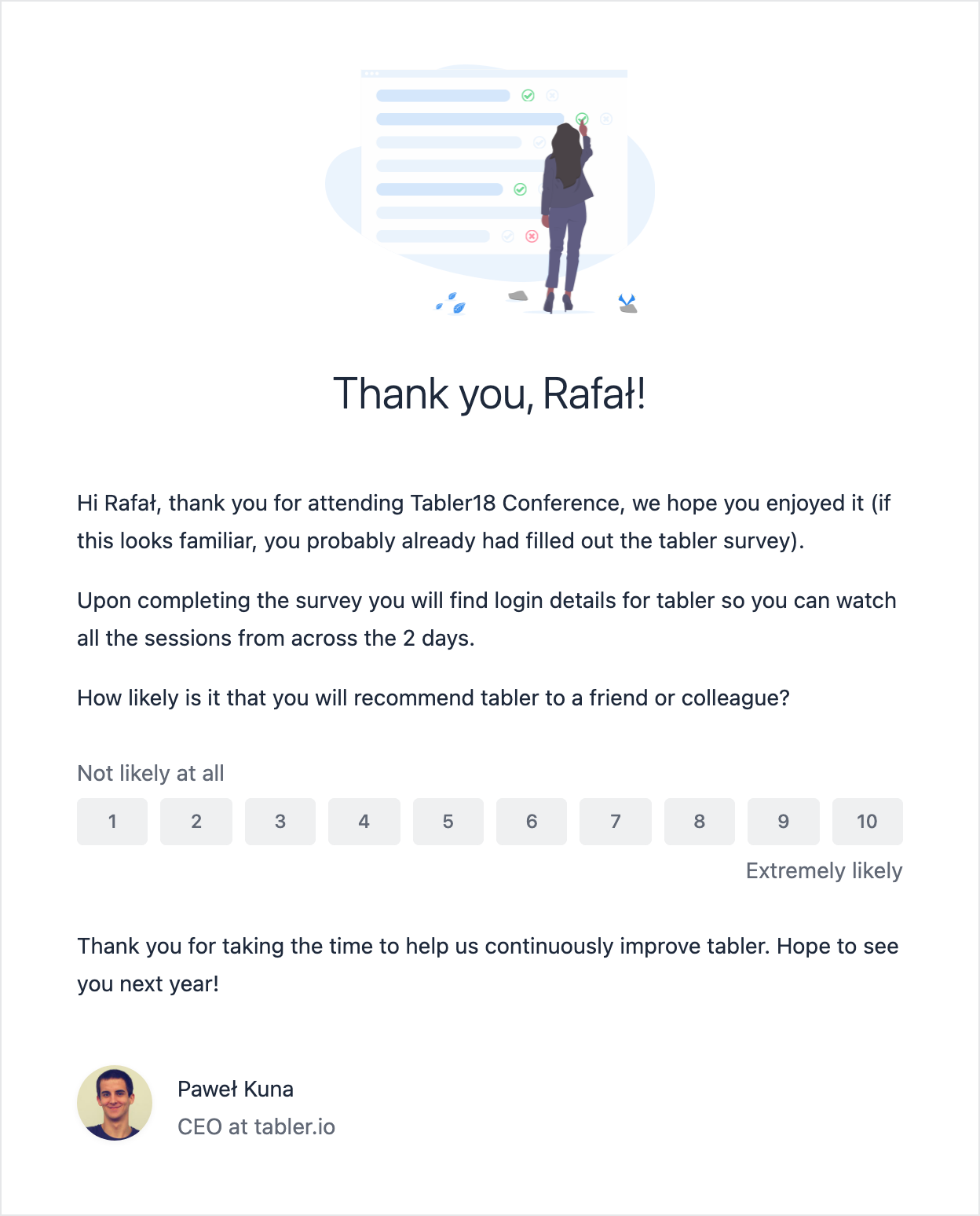 Email template about survey