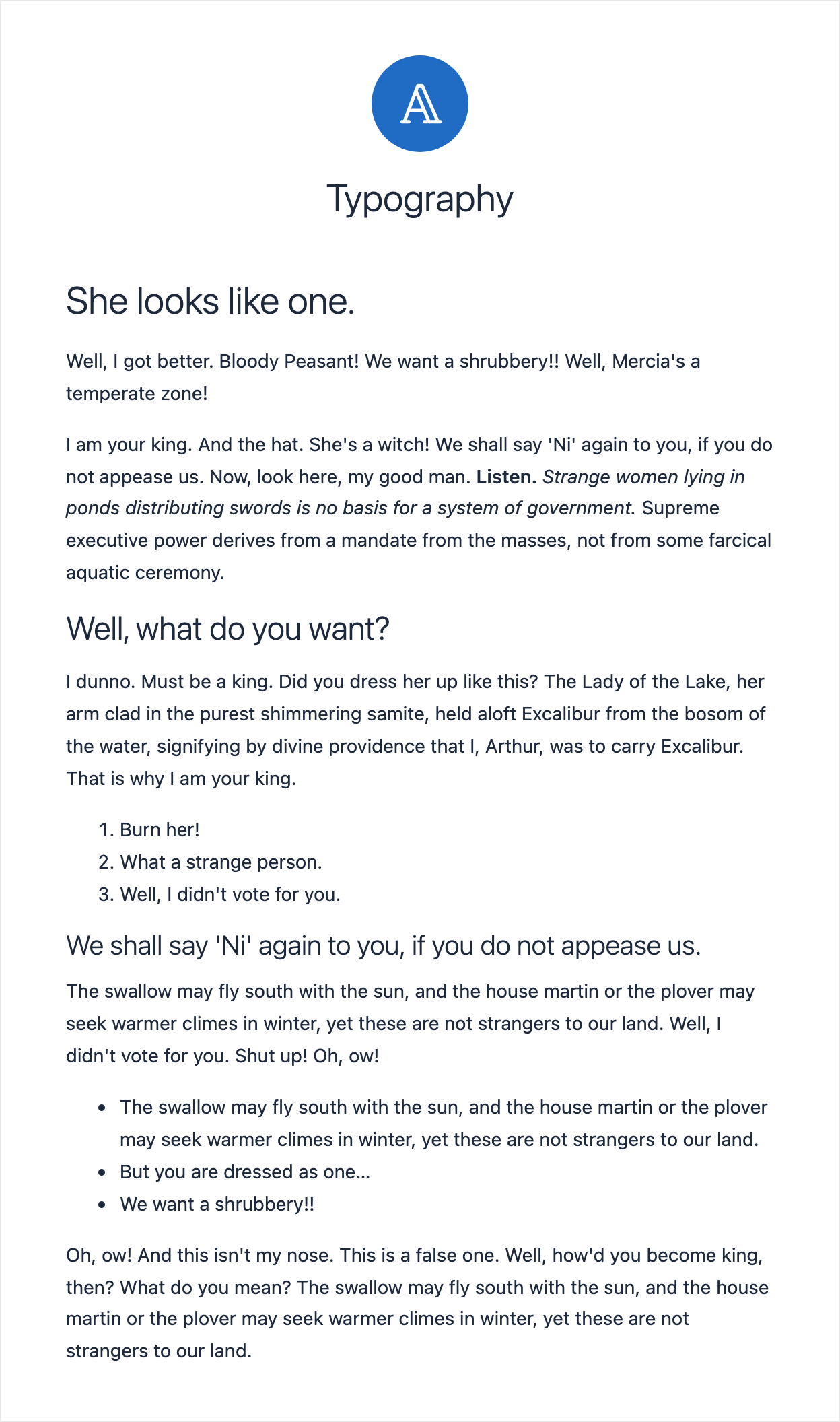 Email template about typography