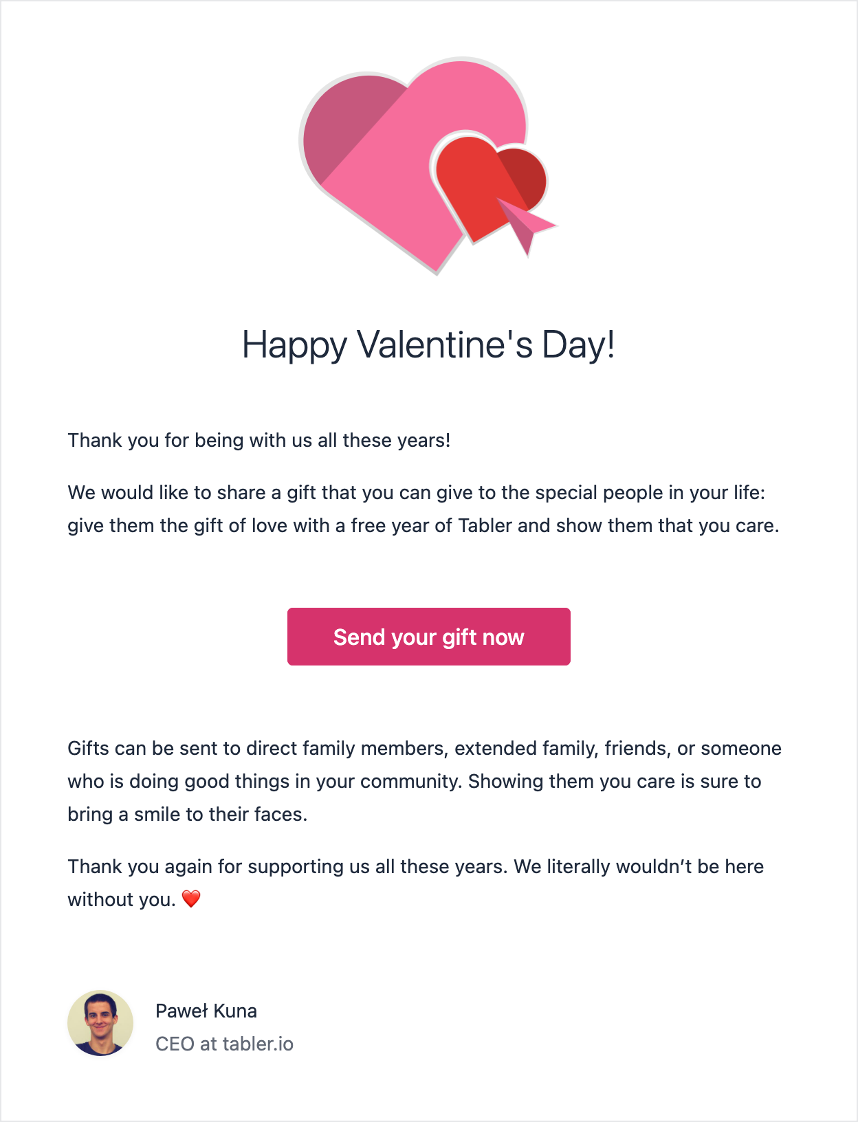 Email template for Valentine's Day 1
